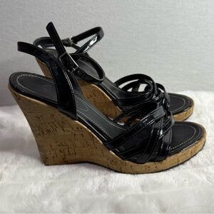 BROWNS Black Patent Strappy Wedges 🖤